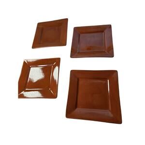 TABLETOPS GALLERY Brown Rust Amalfi 8" Square Salad Luncheon Plate Set of 4